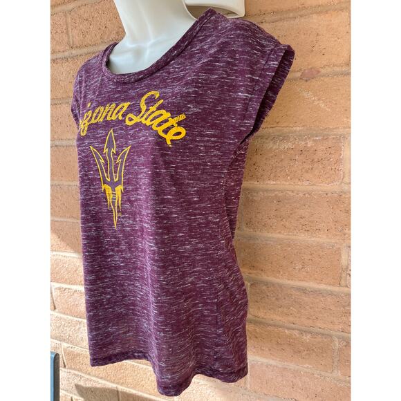 ASU Sun Devils Sleeveless T Shirt Maroon Gold Juniors M Arizona State Pitchfork - Picture 6 of 7